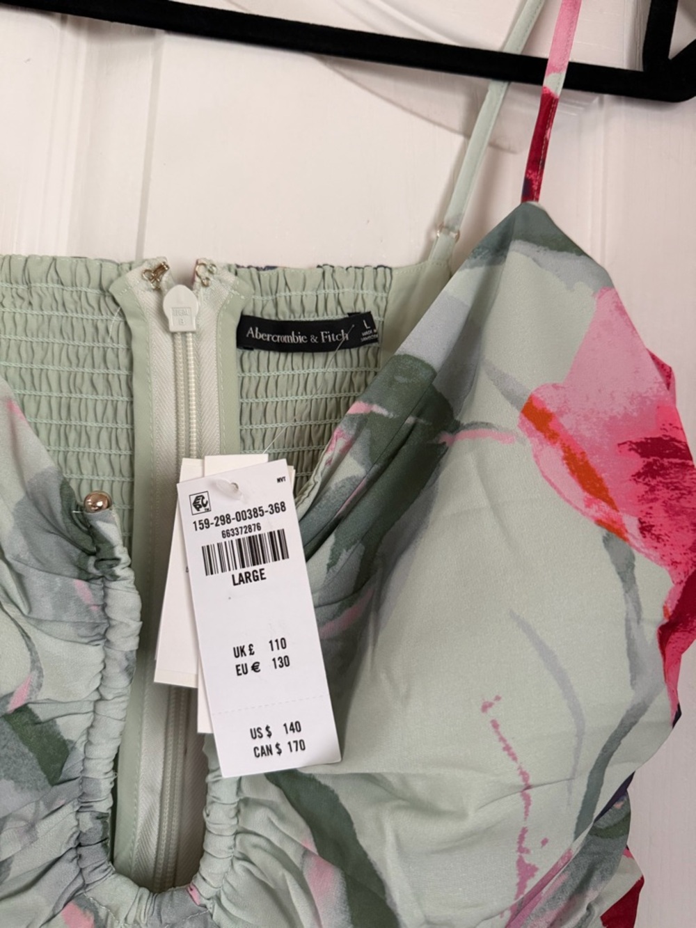 Abercrombie & Fitch Mint Floral Dress with Pink & Red Blooms - Picture 2 of 5
